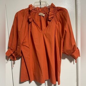 Sofia Orange Ruffle Blouse
